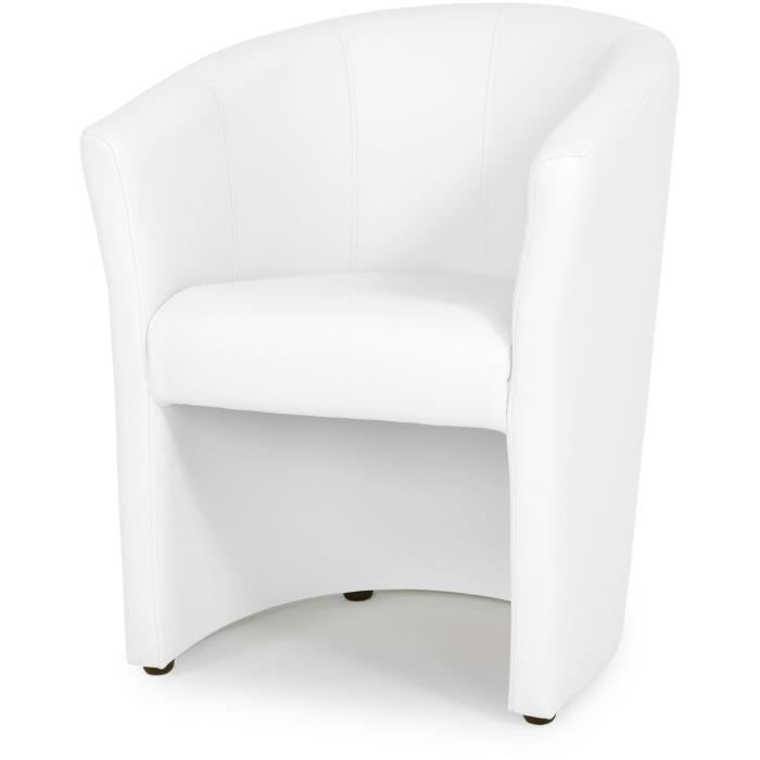 Nino Fauteuil Cabriolet En Simili Blanc P L 65 X P 59 X H 75 Cm Cdiscount Maison