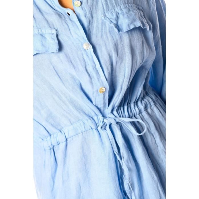 Robe 100 Lin Bleu Ciel Femme Bleu Ciel Cdiscount Pret a Porter