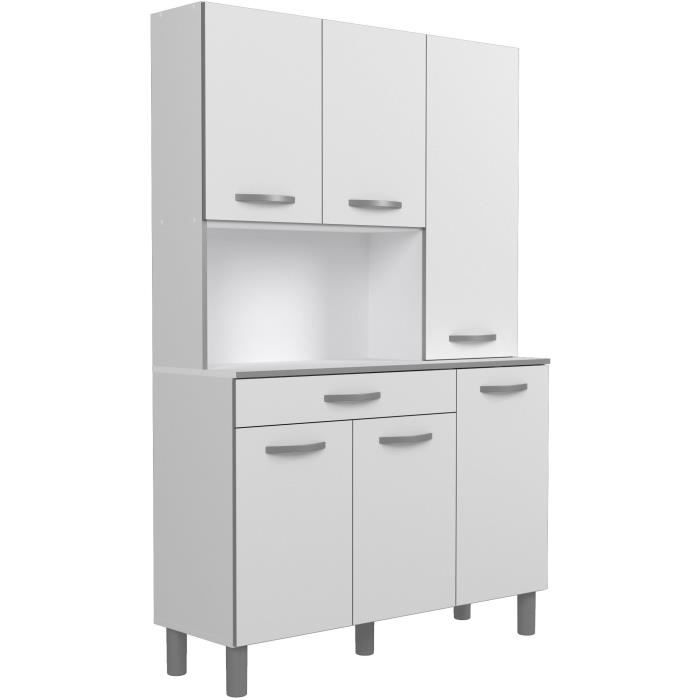 oslo buffet de 120 cm - 1 tiroir et 6 portes - l 120 x p 40 x h 185 cm - coloris blanc