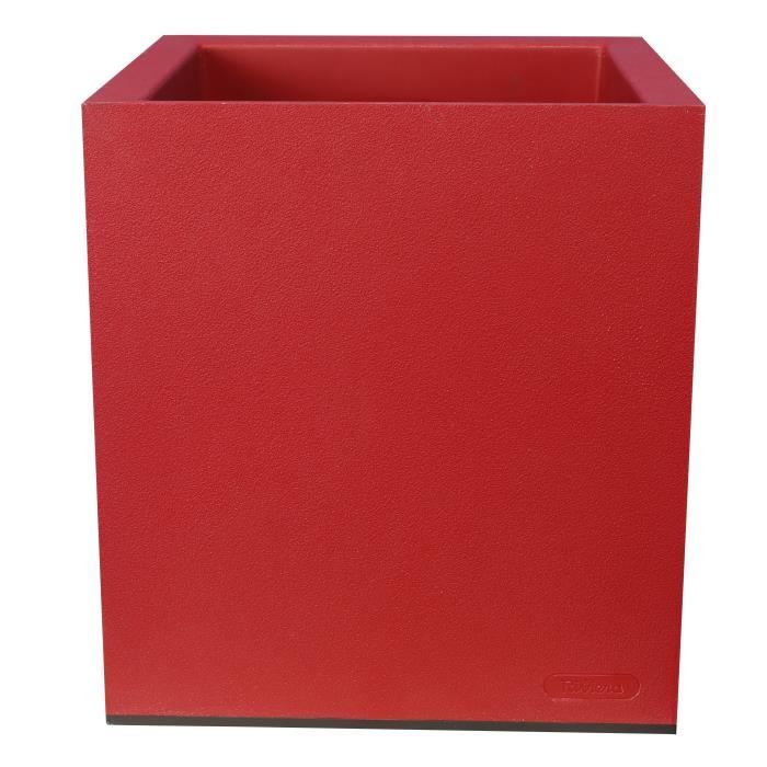Bac à fleurs RIVIERA Granit - 395x395x445 cm - 38 L - Rouge