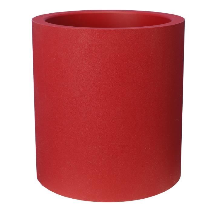 Pot de fleurs - RIVIERA - Granit rond - D29 x H32 cm - 105L - Rouge