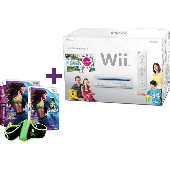 Console Wii Blanche - Pack Wii Family - Zumba Fitness 2 - Ceinture