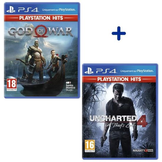 Pack 2 Jeux PS4 PlayStation Hits : God of War + Uncharted 4: A Thief's End