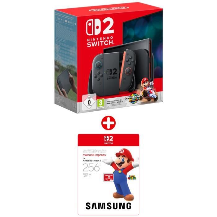 Pack Nintendo : Console Nintendo Switch 2 + Mario Kart World (Code) + Carte microSD Express 256Go