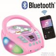Lecteur CD Portable Bluetooth Licorne - LEXIBOOK - Effets Lumineux - USB - Enfant - Violet - Rose-2