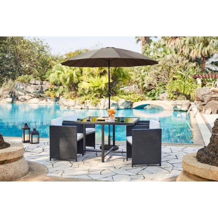 parasol droit type shanghai diametre 3m inclinable mat aluminium et toile polyester 180g taupe aurinko cdiscount jardin