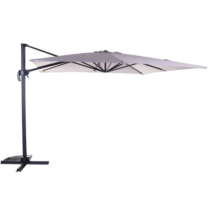 Parasol déporté 3x3m - Inclinable et rotatif à 360° - Mât aluminium et ...
