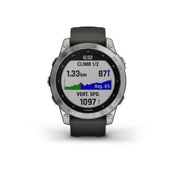 Montre GPS connectée - GARMIN - Fēnix 7 - Argent avec bracelet gris