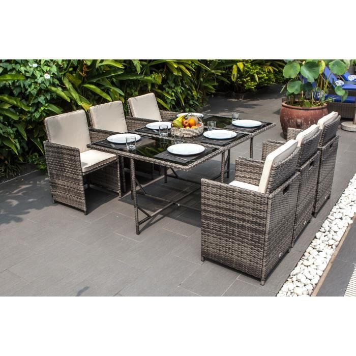 Ensemble Repas De Jardin Encastrable 6 Personnes Table 167x110