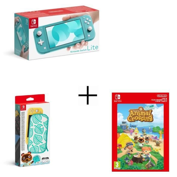 Pack Switch Lite Turquoise Animal Crossing New Horizons Pochette De Transport Edition Animal Crossing Cdiscount Jeux Video