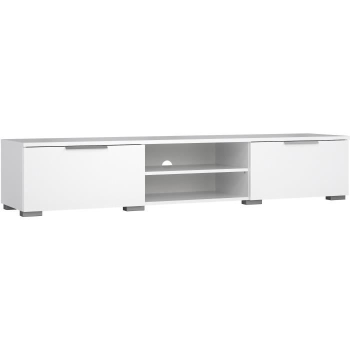 Meuble TV - MATCH - Blanc laqué brillant - 2 tiroirs une niche - 1727 x 399 x 331 cm