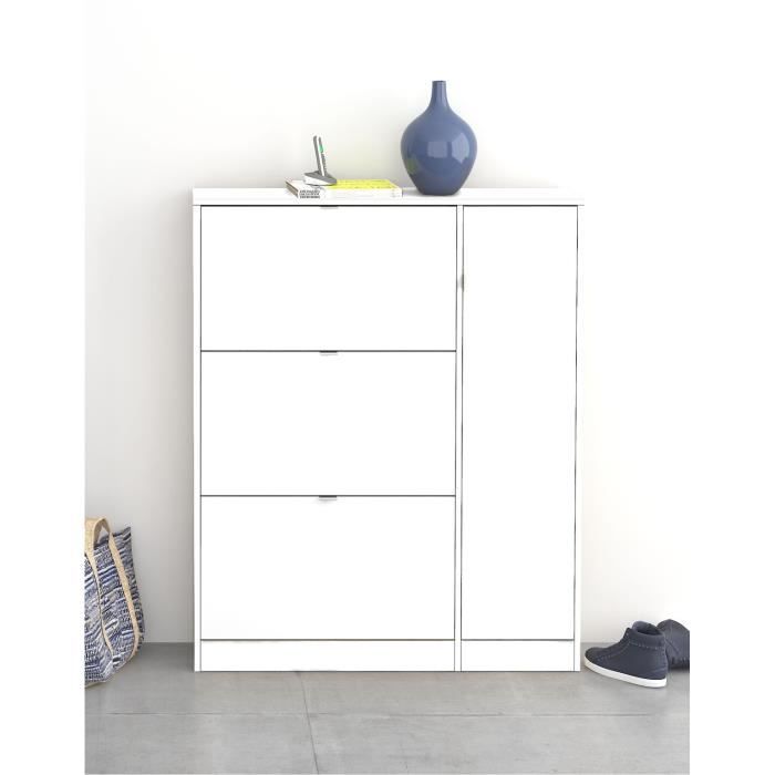 Finlandek Meuble A Chaussures Kuiva Contemporain Laque Blanc