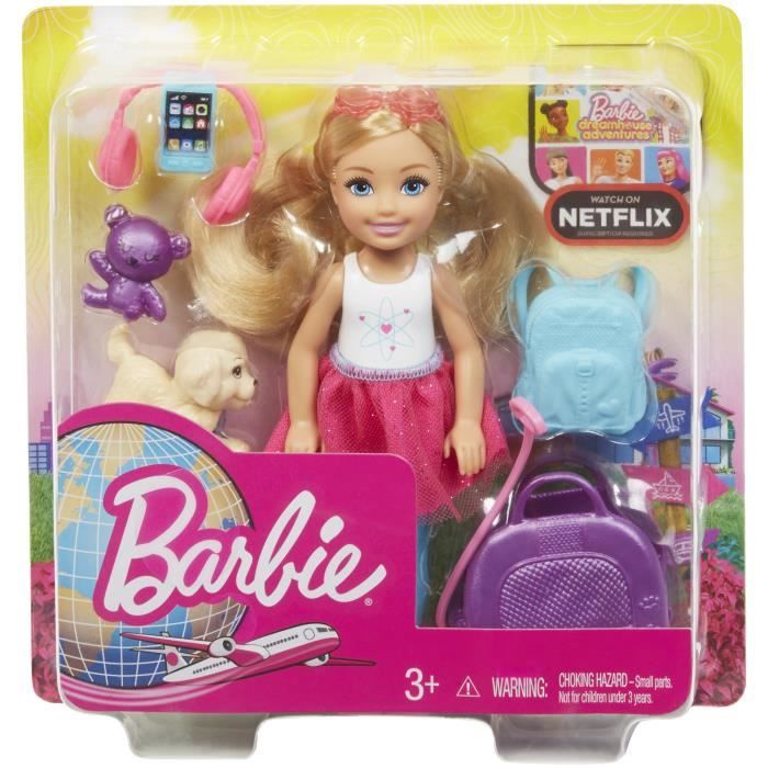 Barbie Voyage avec poupée, chien et accessoires, Barbie