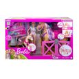 Barbie - Coffret toilettage chevaux avec Poupée Barbie, 2 Chevaux et + de 20 Accessoires - Accessoire Poupée Mannequin - Dès 3 ans-4