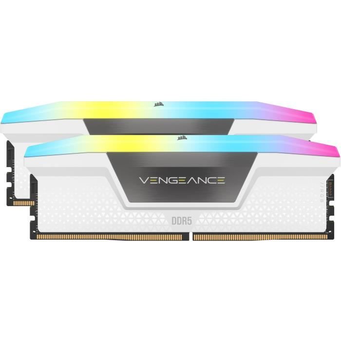 Mémoire Ram - Corsair - Cmh32Gx5M2B6000Z30W - 32 Go 2X 16 Go - Vengeance Rgb Ddr5 White Heatspreader - 6000Mt/S - Dimm - Cl 30