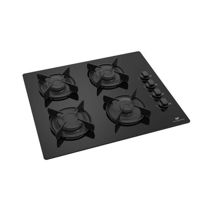 Piano Cottura A Gas CONTINENTAL EDISON 5 Fuochi In Vetro Nero, 70 Cm, Con Comandi Frontali, Iniettori Per Gas Metano E GPL Inclusi