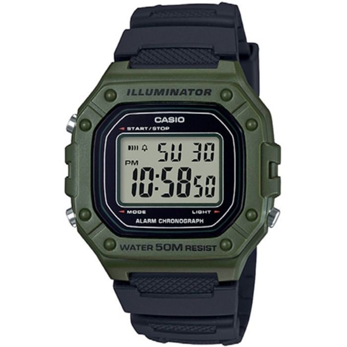 CASIO Montre Sport W-218H-3AVEF Homme Vert kaki bars Vert