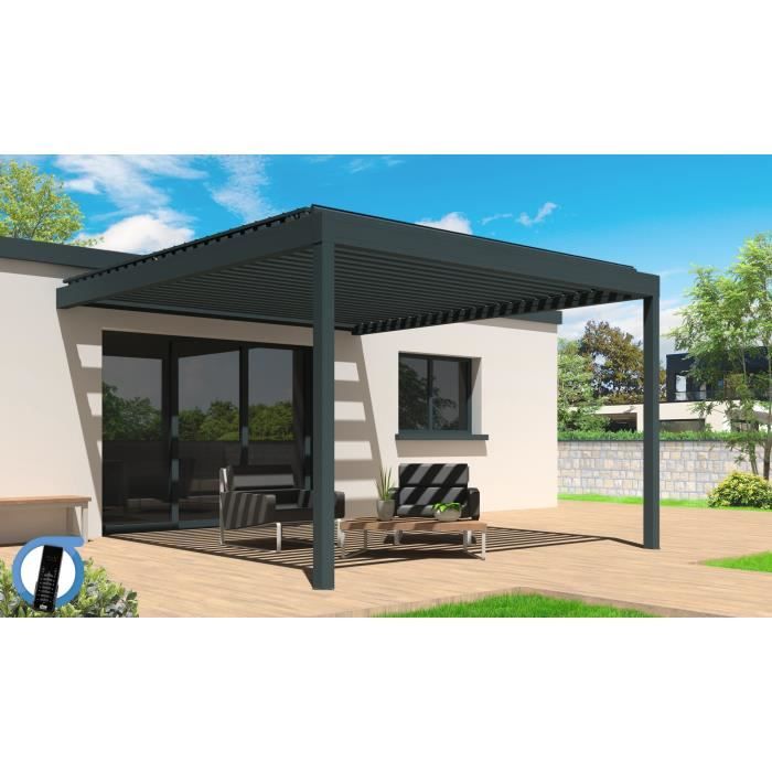 Pergola motorisée bioclimatique Cocoon en aluminium 4x3,16 m grise -  Cdiscount Jardin