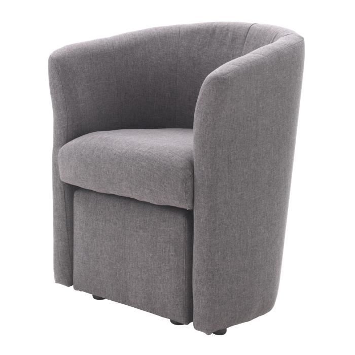 Baya Fauteuil Cabriolet Pouf Tissu Gris L 65 X P 57 Cm