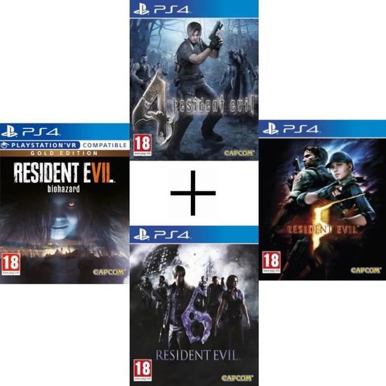 Pack jeux Resident Evil 4, 5, 6 et 7 sur PS4
