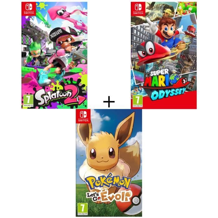 Pack 3 Jeux Switch Pokemon Let S Go Evoli Splatoon 2 Super Mario Odyssey Cdiscount Jeux Video