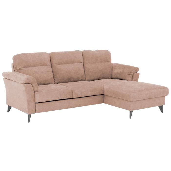 Paola Canape D Angle Convertible Droit 4 Places Tissu Rose L