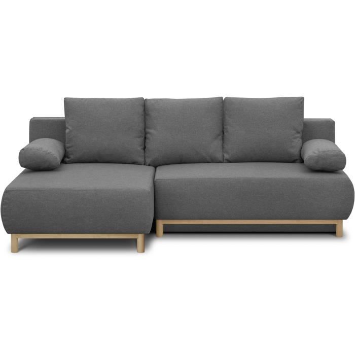 Canapé d'angle 3 places Gris Tissu Design