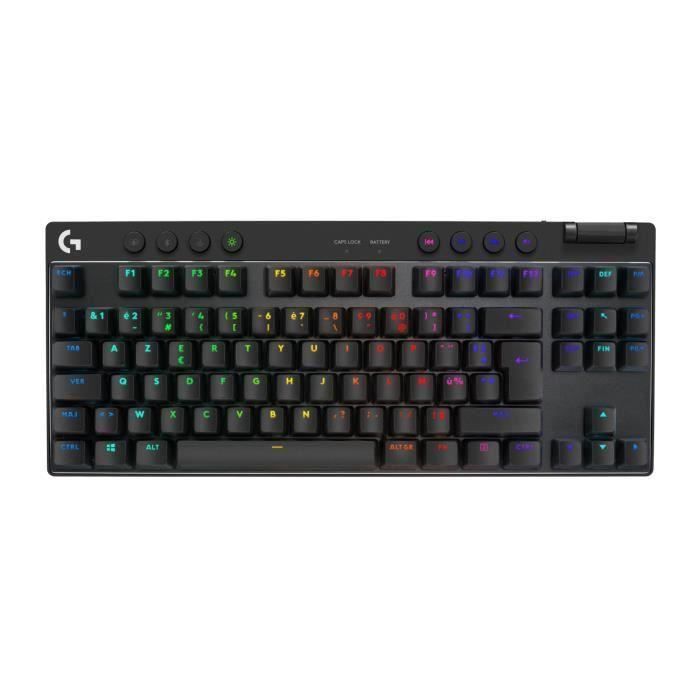Clavier gamer - Sans fil - Logitech G  Pro X TKL Lightspeed - AZERTY - Mécanique - Rétroéclairé - Noir