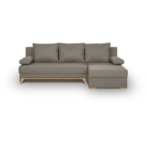 CANAPE CONVERTIBLE TEIJO Canapé d'angle convertible - Tissu Taupe - L 197 x P 91/132 x H 82 cm