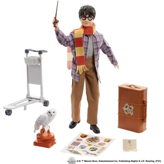 Harry Potter - Coffret Collector Quai 9 3/4, avec poupée et chouette Hedwige, bagages et accessoires - Poupée Figurine - Dès 6 ans