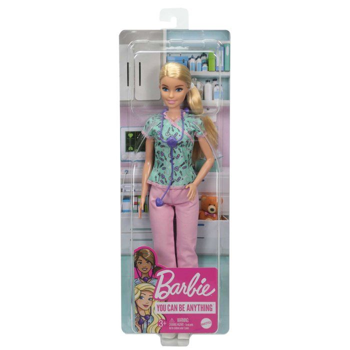 Barbie Métiers Poupée Scientifique Aux Cheveux Bleus, Avec Robe Col Blouse De Laboratoire Chaussures Accessoire Micros Amz B0