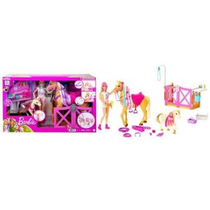 POUPÉE Poupée Mannequin - Barbie - HGB58 - Coffret Toilettage des Chevaux Barbie avec 1 poupée