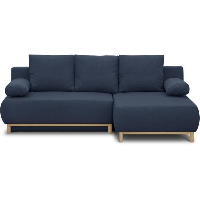 Canapé d'angle 3 places Bleu Tissu Design