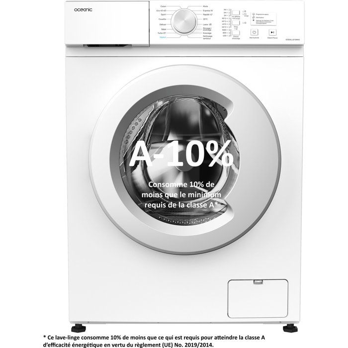 Lave linge 6 kg 1000 trsmin 16 progs dont 1 vapeur L595 x P 41 x H 85 cm Classe A