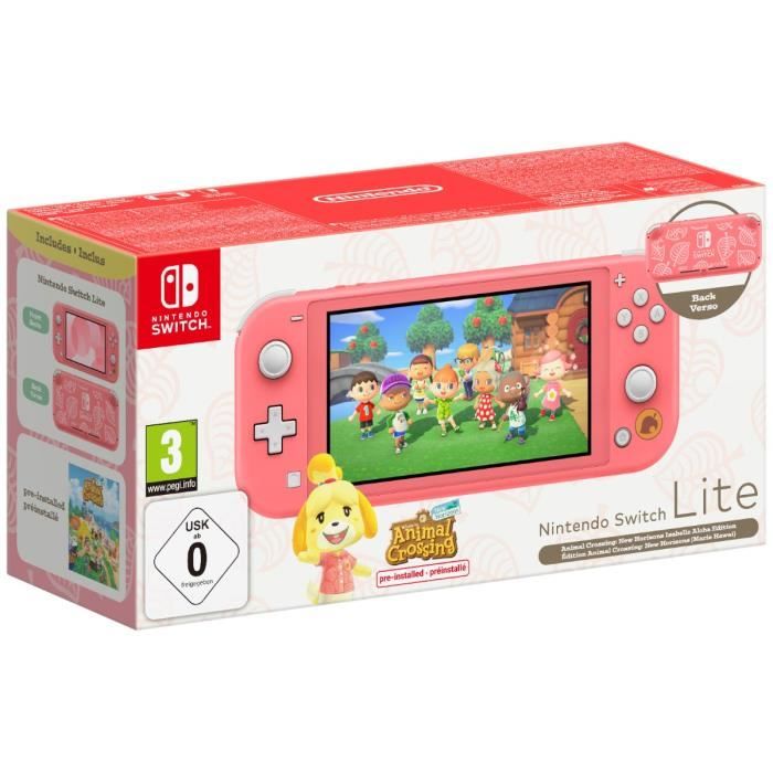 Console portable Nintendo Switch Lite • Édition Limitée Marie Hawaï + Animal Crossing: New Horizons (Pré-installé)