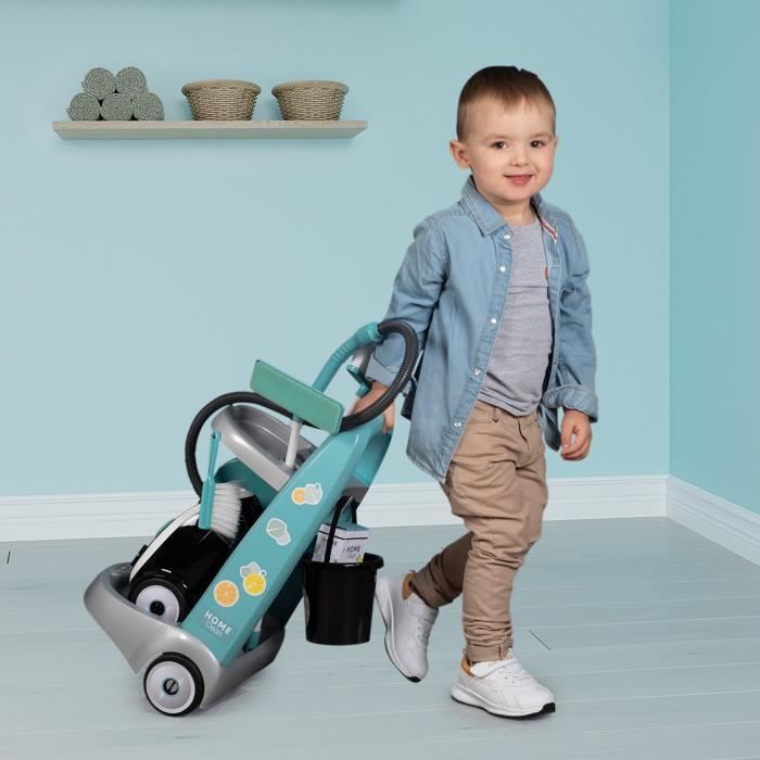 Smoby - Chariot De Ménage Avec Aspirateur Électronique - 9 Accessoires - Jouet Enfant 3+ Ans