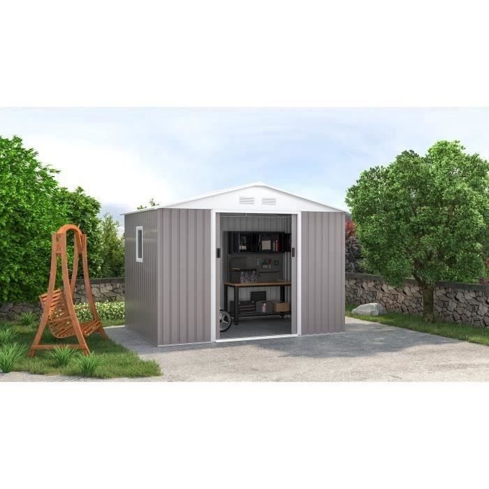 Abri de jardin métal 5.29 m² et kit ancrage - OOGarden