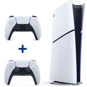 CONSOLE PLAYSTATION 5 Pack PS5 Digital : Console PS5 Digitale (Modèle Slim) + 2ème Manette sans fil PS5 DualSense Blanche