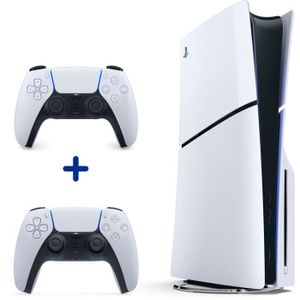 CONSOLE PLAYSTATION 5 Pack PS5 Standard : Console PS5 (Modèle Slim) + 2ème Manette sans fil PS5 DualSense Blanche