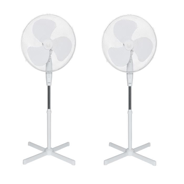 Pack de 2 Ventilateurs sur pied OCEANIC - 45W - Diamètre 40 cm - Hauteur réglable - Oscillation - Blanc