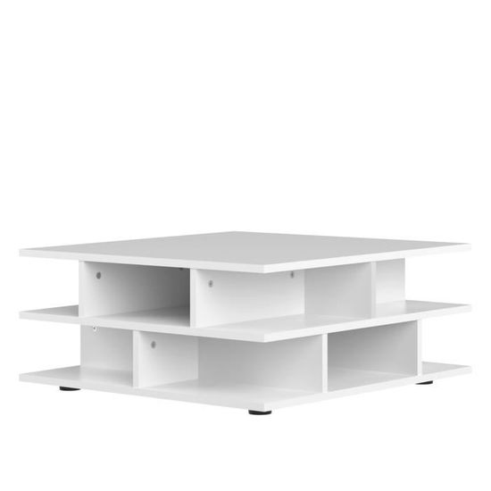 Table basse 12 compartiments - Décor blanc - L 70 x l 70 x H 29 cm - MAD