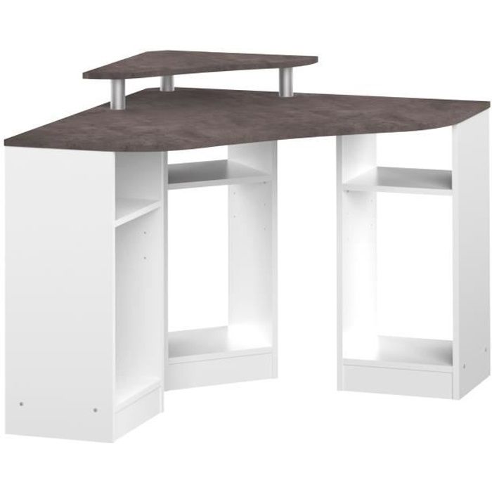 Bobby Bureau Avec Rangement Decor Beton Et Blanc L 94 X P 94 X H 81 8 Cm Achat Vente Bureau Bobby Bureau 1112a2198x00 Beto Cdiscount