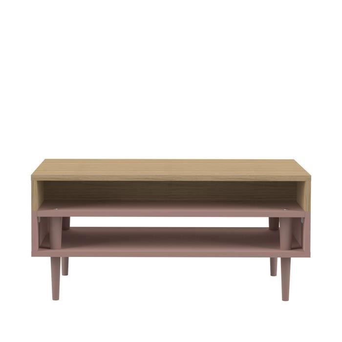 Table Basse Horizon Rose Poudre Et Chene Clair 80 X 53 Temahome