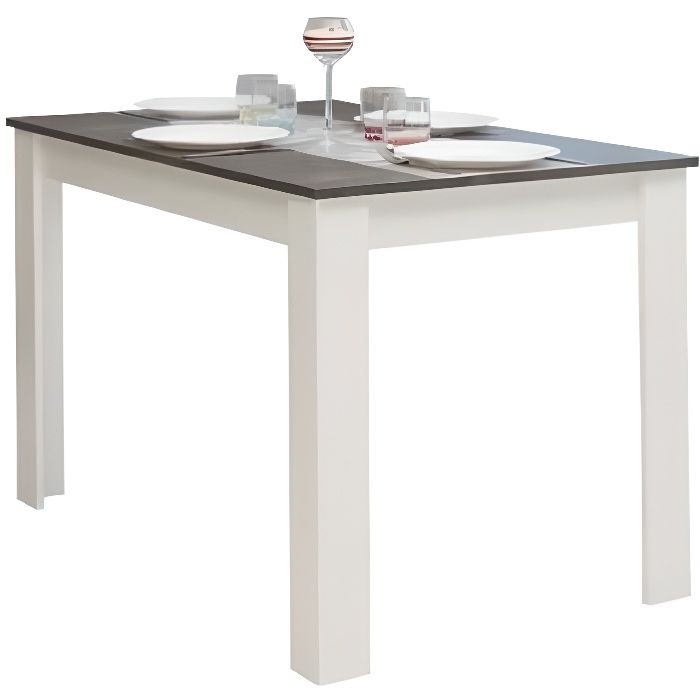 table à manger  pepper -rectangulaire_blanc mat et décor béton  style contemporain 4 à 6 personnes-l 110 x p 70 x h 74 cm -symbiosis