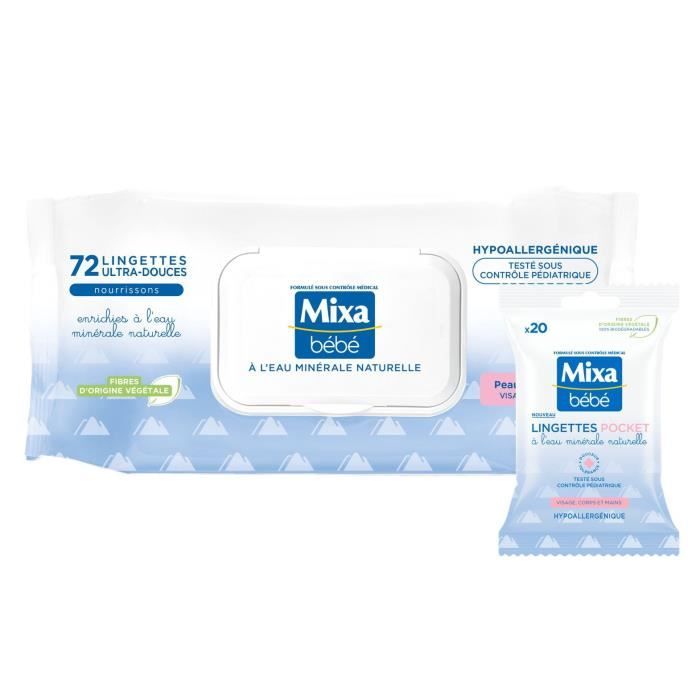 Mixa Bebe Lingettes A L Eau Minerale X72 Lingettes Pocket A L Eau Minerale X Cdiscount Au Quotidien