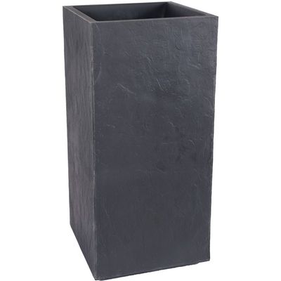 EDA Volcania Vierkante Bloempot 40 Cm – 31 Liter, Dubbelwandig, Wateropslag, Vorst- En UV-bestendig, Kiezelgrijs