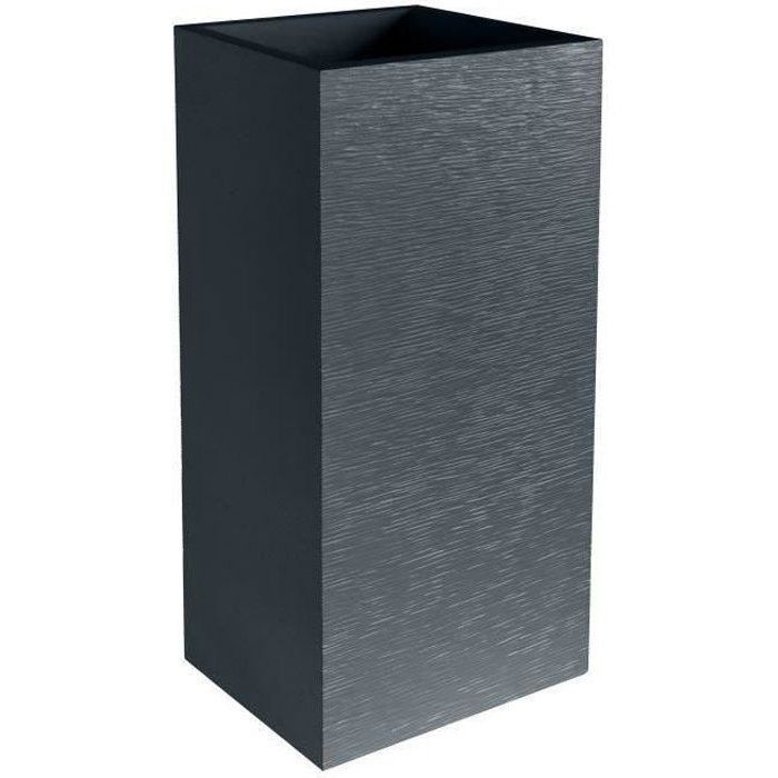 Pot de fleurs Carré Haut 40 cm - EDA - Graphit - 31 L - 395 x 395 x H. 80 cm - Gris Anthracite