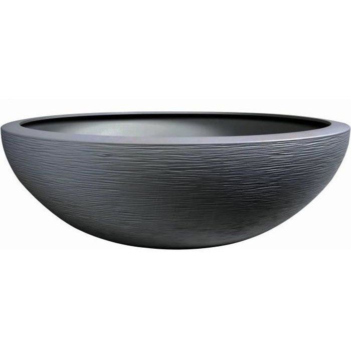 Pot vasque Ø 59 cm - EDA - Graphit UP - 39 L - Intérieur/ Extérieur - Décor Graphique - Ø 59 x H. 21 cm - Gris Anthracite