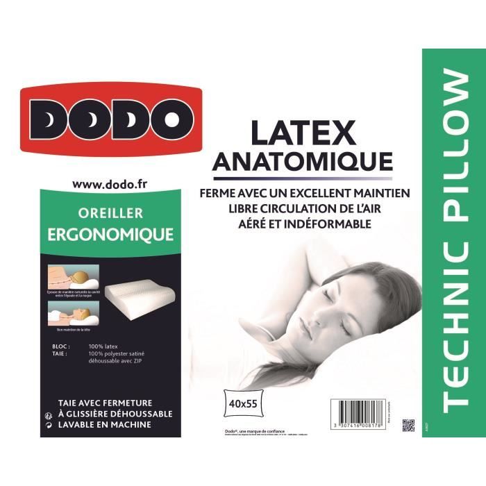 Oreiller Mémoire De Forme DODO 60x60cm - Soutien Cervicales - Taie Lavable - Fabriqué En France