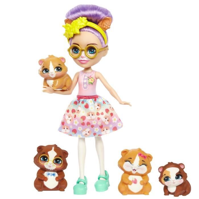 Poupée Enchantimals - ENCHANTIMALS - Famille de Glee Cochons dInde - Poupée avec 4 cochons dInde - Multicolore
